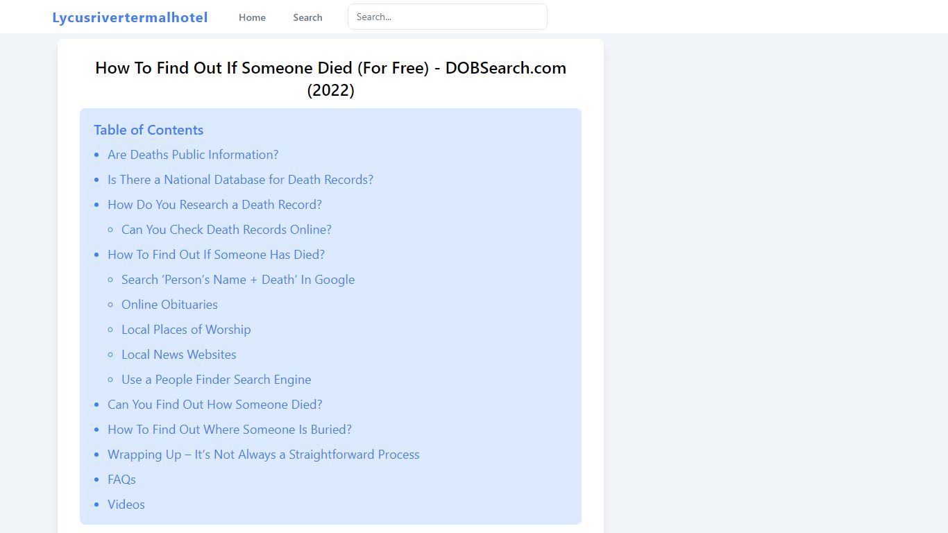 How To Find Out If Someone Died (For Free) - DOBSearch.com (2022)